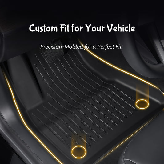 Front floor liners for Tesla Model 3 2024–2026 designed with precision fit and anti-slip backing