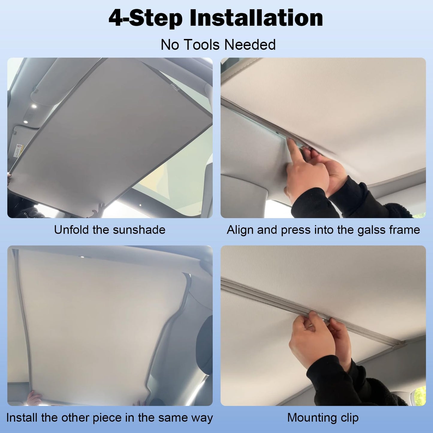 Heat-reduction sunshade specially designed for Tesla Model 3 Highland glass roof, improving comfort and shielding interior trim