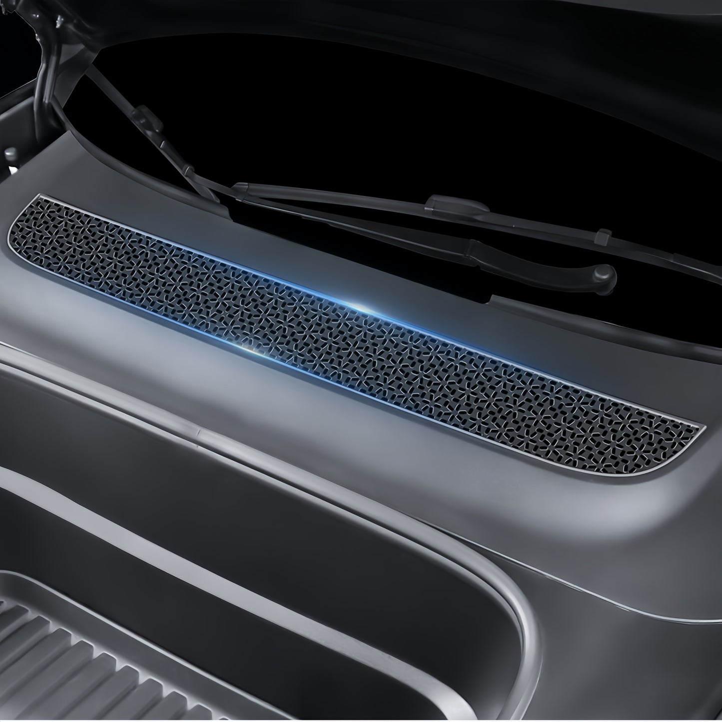 Air intake grille protector for Tesla Model Y 2025-2026 Juniper ensuring clean airflow and long-term HVAC protection