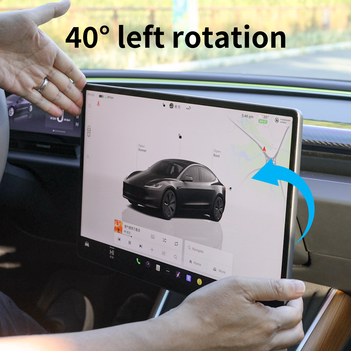 Adjustable screen holder for 2025 Model Y Juniper allowing four-way rotation for better visibility and safer driving experience