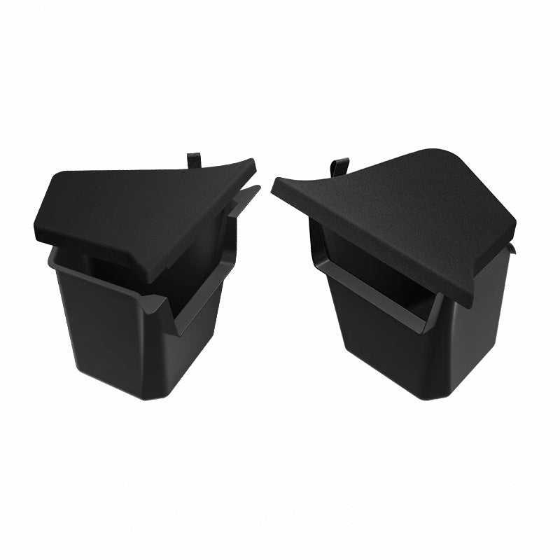 Custom-fit rear trunk side storage box with lid for the 2025 Model Y Juniper 5-seater, designed for hidden cargo organization