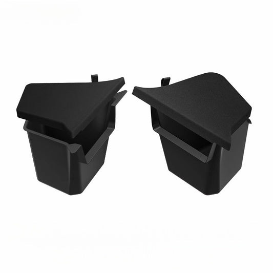 Custom-fit rear trunk side storage box with lid for the 2025 Model Y Juniper 5-seater, designed for hidden cargo organization