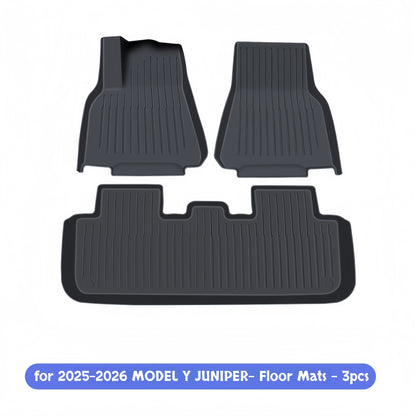6-piece TPE floor mats set for Tesla Model Y including front, second row, and seat blanket protection