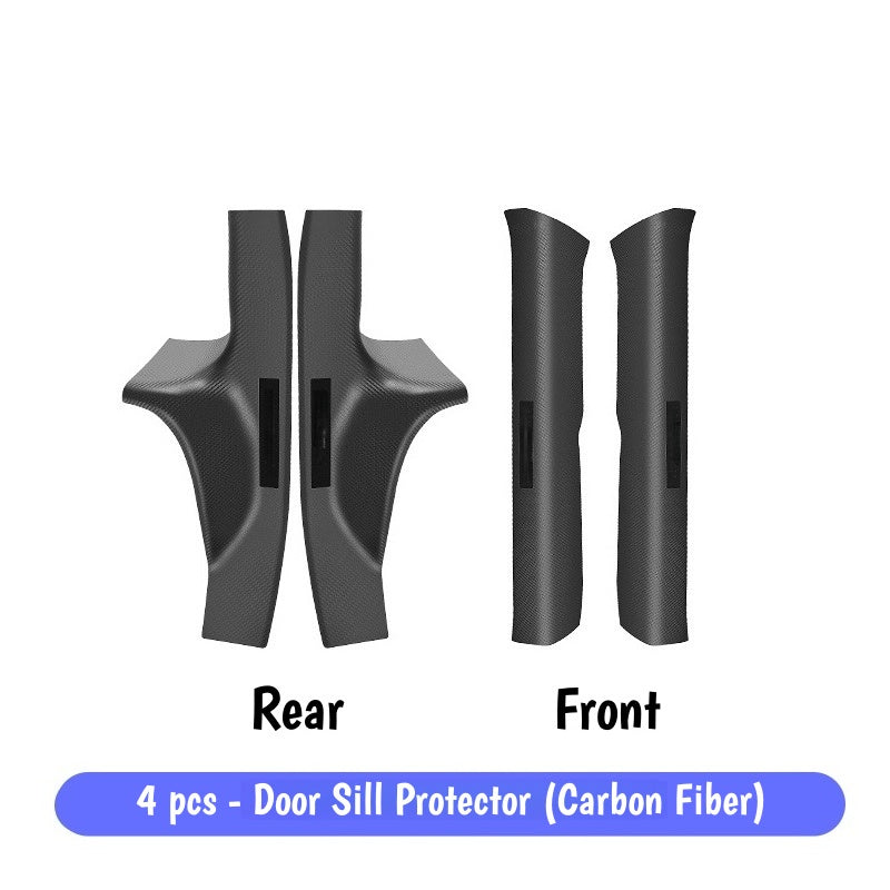 ABS carbon fiber door sill cover for Model 3 Highland designed to protect and enhance interior door steps
