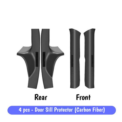 ABS carbon fiber door sill cover for Model 3 Highland designed to protect and enhance interior door steps