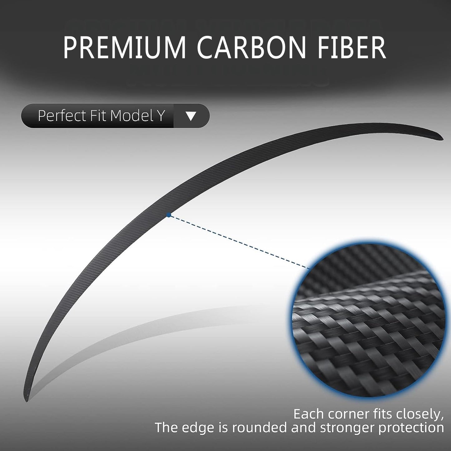 High-strength ABS performance rear spoiler for the 2025 Tesla Model Y, offering improved handling and aerodynamic tail-lid flow