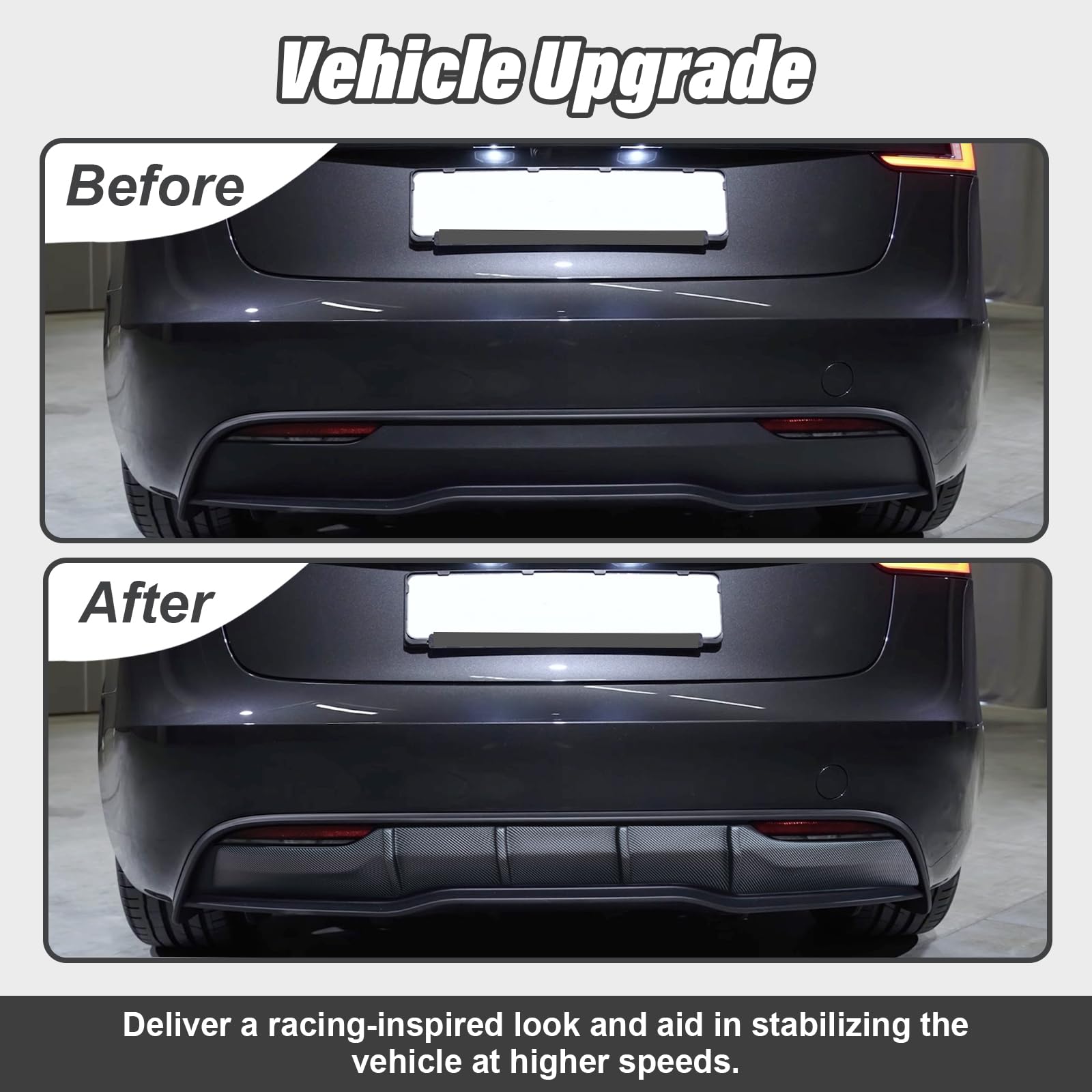 Durable ABS rear diffuser spoiler for Tesla Model Y 2025 Juniper, resistant to cracks, warping, and weather damage