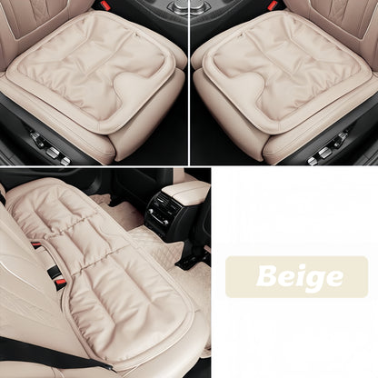 All-season car seat cushion offering warmth in winter and cool comfort in summer with plush long-fiber surface