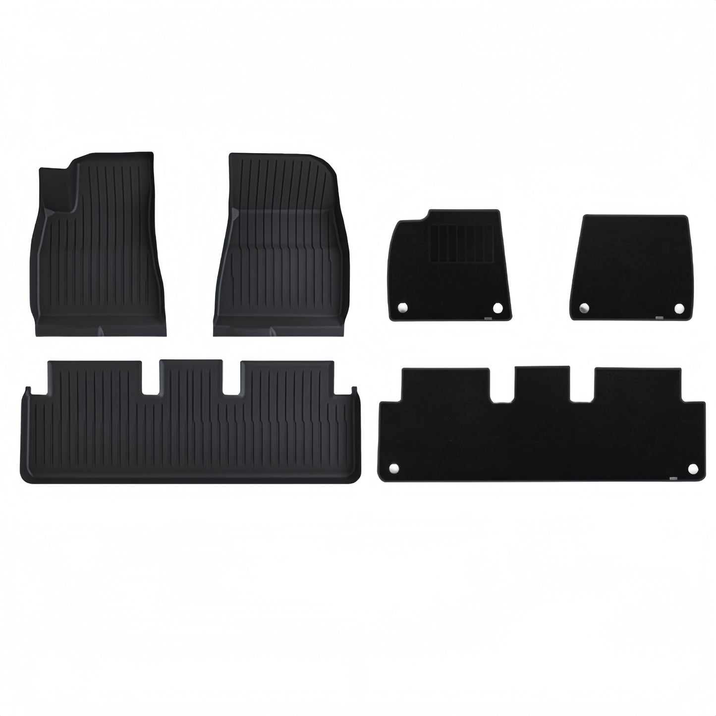 All weather floor mats designed for 2021 to 2026 Tesla Model 3 Highland, offering full interior protection in all seasons.