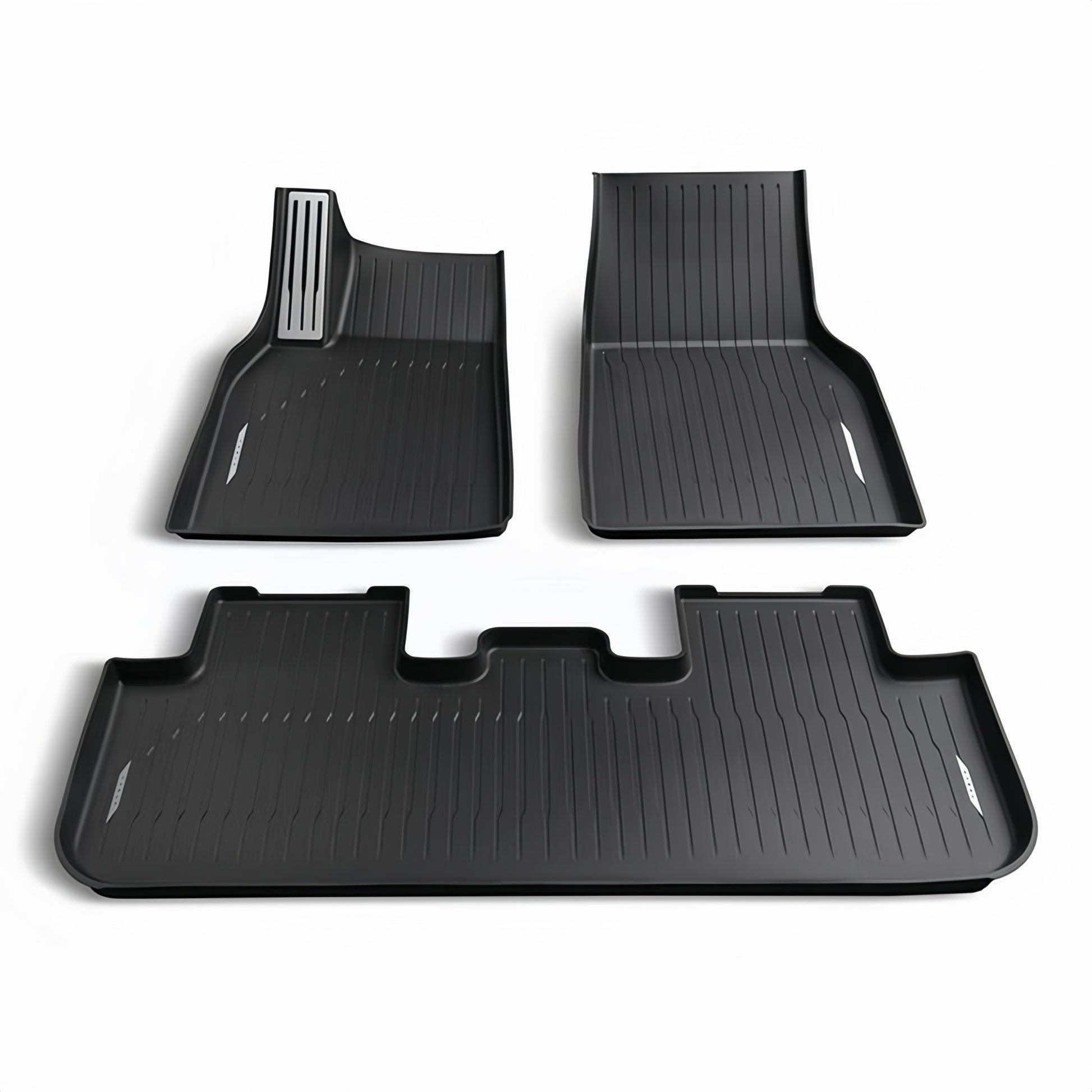 All-weather TPE floor mats designed for 2025–2026 Model Y Juniper, offering full interior protection in every season