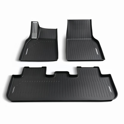 All-weather TPE floor mats designed for 2025–2026 Model Y Juniper, offering full interior protection in every season