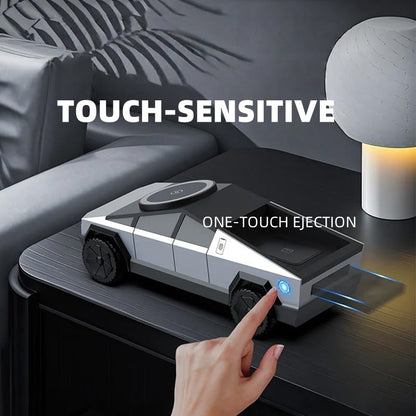 Ambient lighting activates during charging, adding a premium modern glow to this minimalist wireless charging station