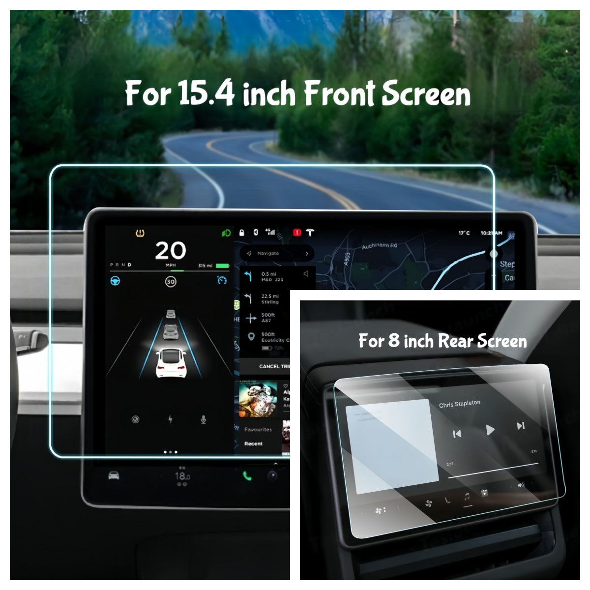 Anti fingerprint oleophobic tempered glass screen protector for Tesla center display