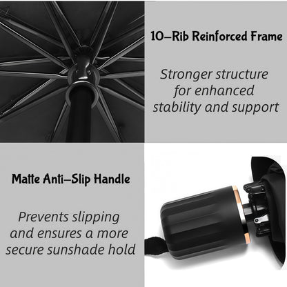 Car dashboard protection sunshade umbrella shields interior from UV rays and prevents cracking and fading