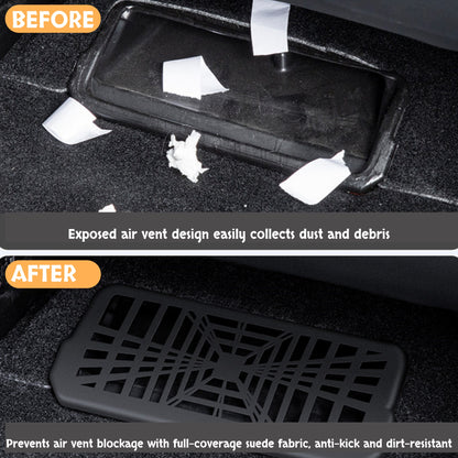 Clip-on underseat air vent cover with pre-cut placement allows quick and secure installation without tools