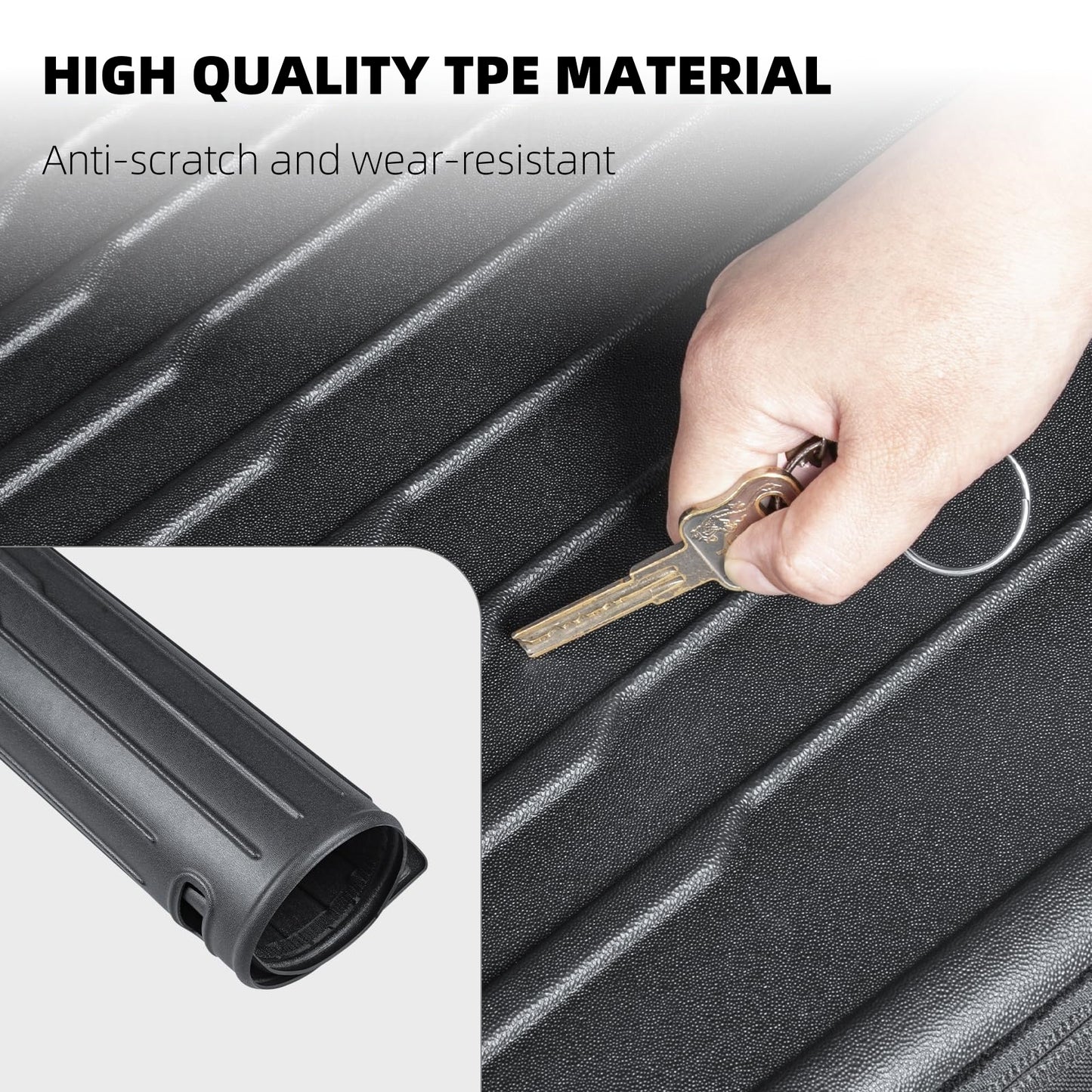 Custom-fit rear seat protector with high-strength TPE material designed to shield the Model 3 seats from damage and wear