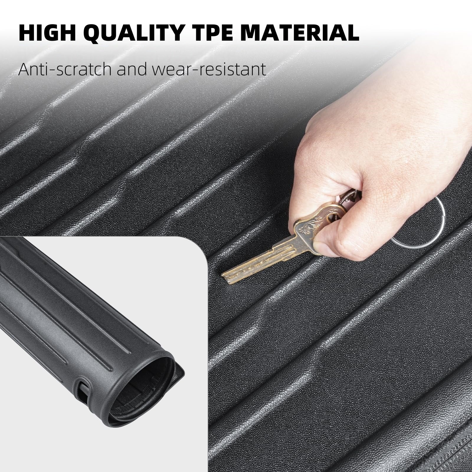 Custom-fit rear seat protector with high-strength TPE material designed to shield the Model 3 seats from damage and wear