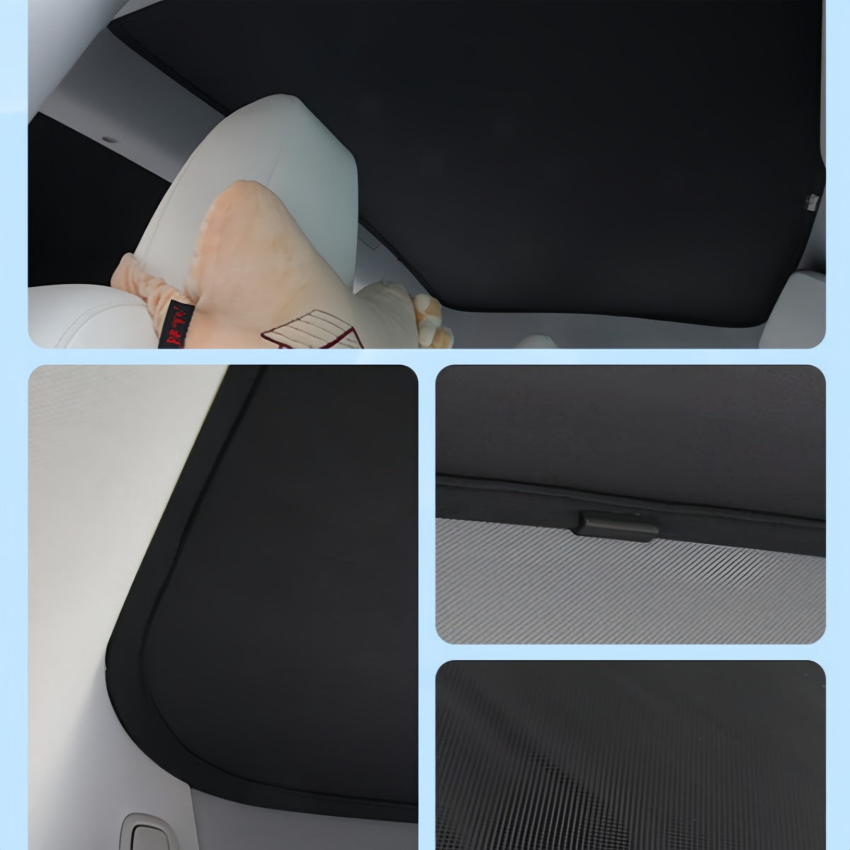 Custom fit glass roof sunshade for Tesla Model 3 that blocks UV rays and protects interior from sun damage