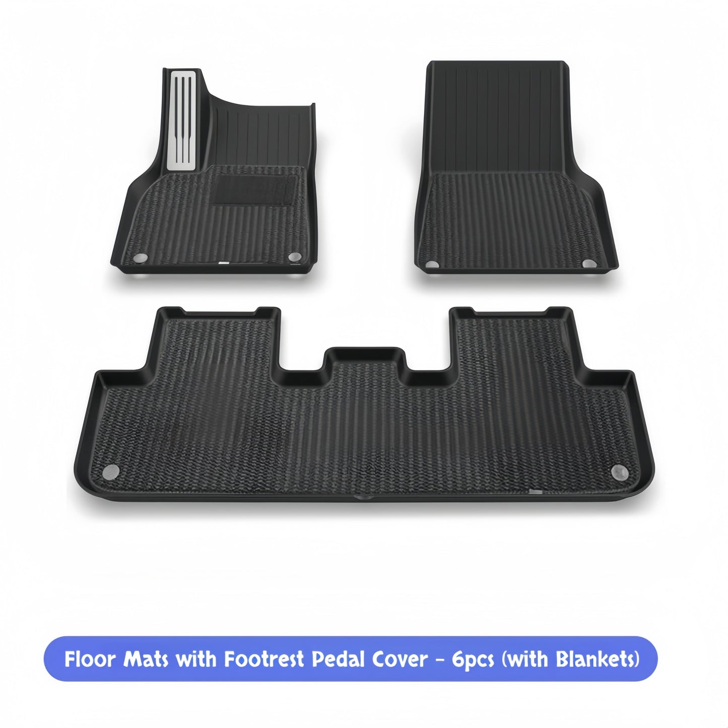Custom TPE floor mat set designed to enhance comfort, grip, and interior cleanliness of Model Y Juniper