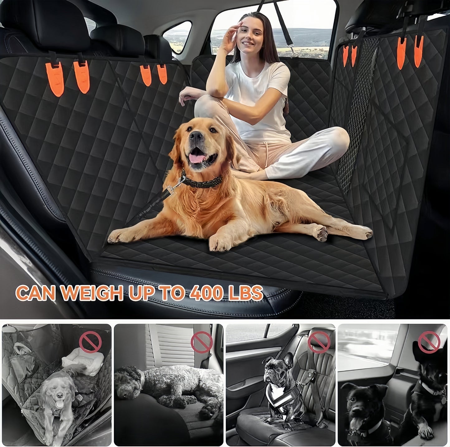 Safe and comfortable travel dog car seat cover lets pets enjoy rides with owners