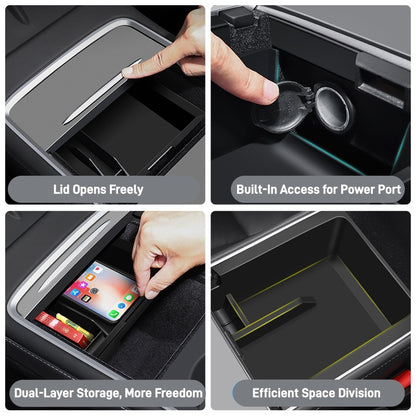 Durable, scratch-resistant Tesla center console tray made from high-quality materials for long-lasting everyday use