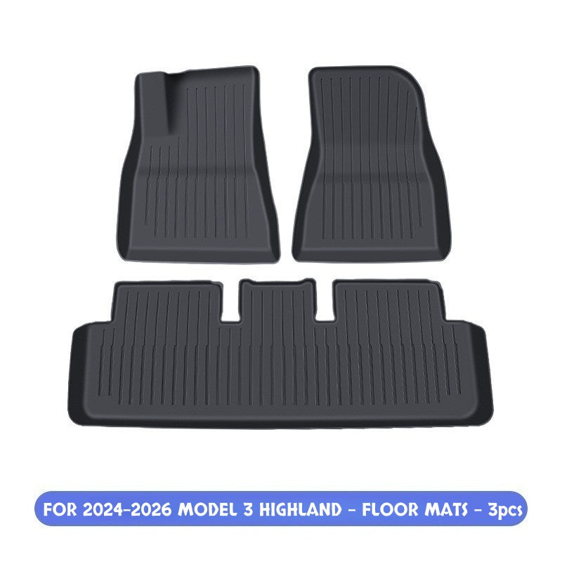 Easy to clean all weather floor mats for Tesla Model 3 Highland that rinse quickly and dry fast
