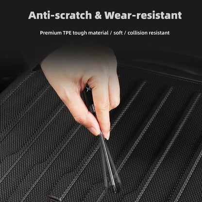 Easy-to-clean TPE trunk mat for Tesla Model 3 Highland 2024+, featuring slip-resistant texture and simple soap-and-water maintenance