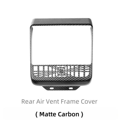Tool-free rear air vent cover that installs securely without drilling or adhesive for Model 3 and Model Y owners
