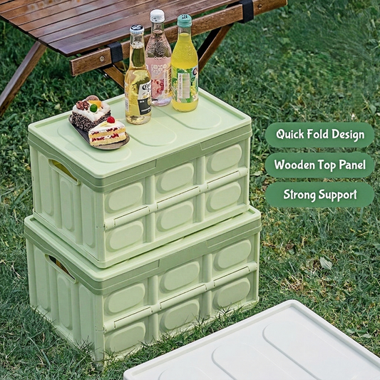 Foldable car trunk organizer with collapsible design, providing large capacity storage for groceries, tools, and travel essentials