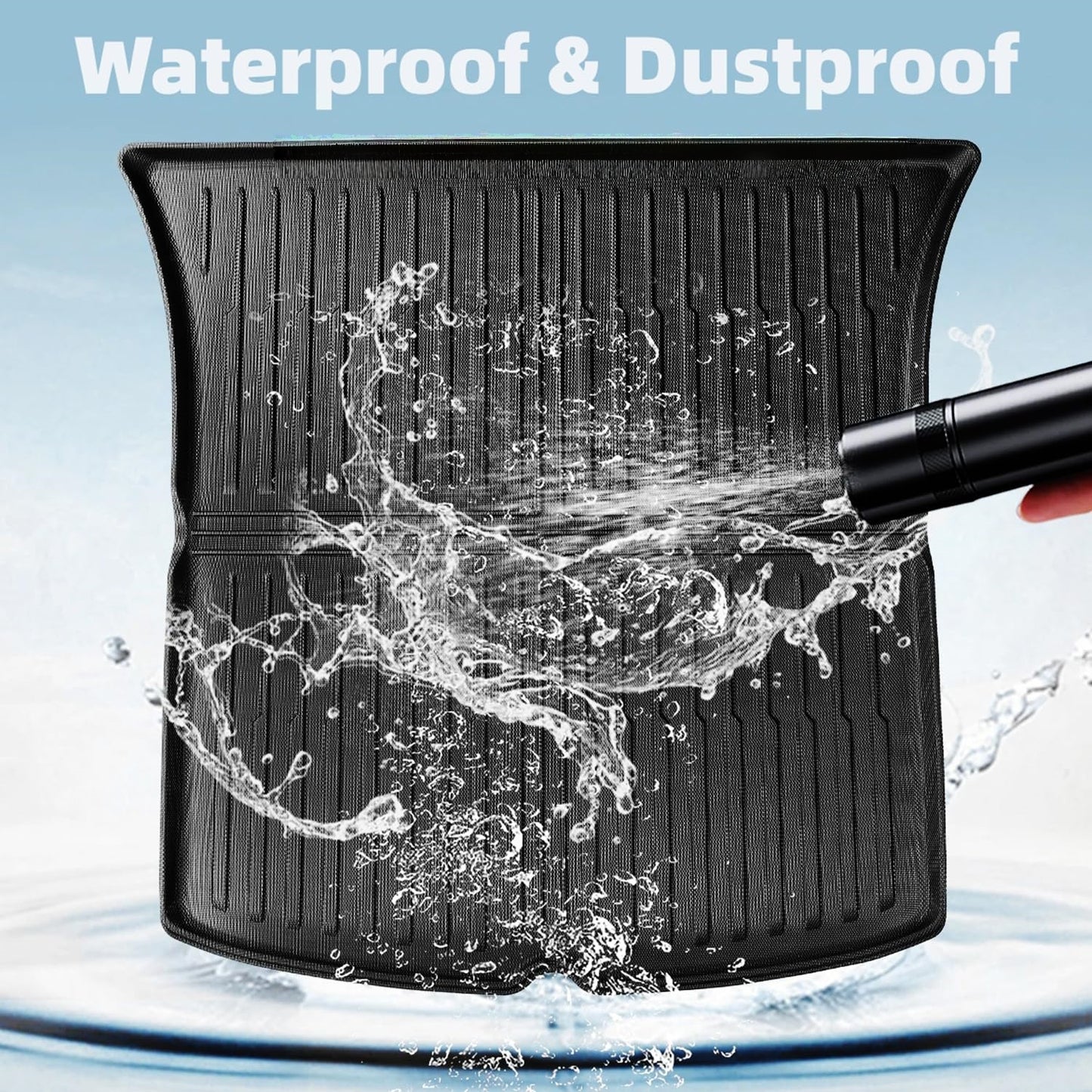 Foldable TPE trunk liner for Tesla Model 3 Highland, ships compact and quickly returns to original shape after unboxing