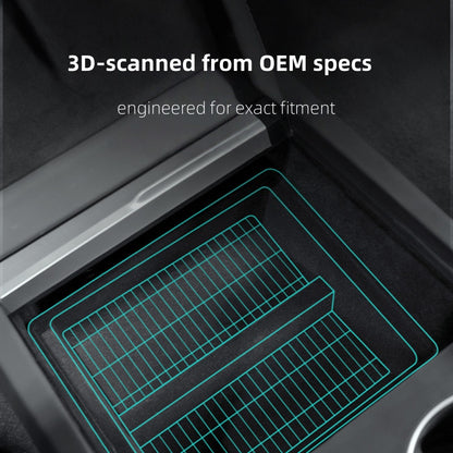 Sleek, minimalist console insert blending seamlessly with Tesla Model 3 and Model Y interiors for clean and stylish storage