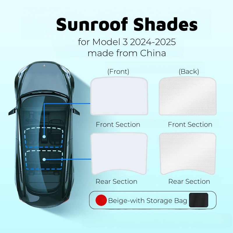 Sunroof sunshade for Model 3 2024 Highland offering UV and heat protection to prevent fading and interior sun damage