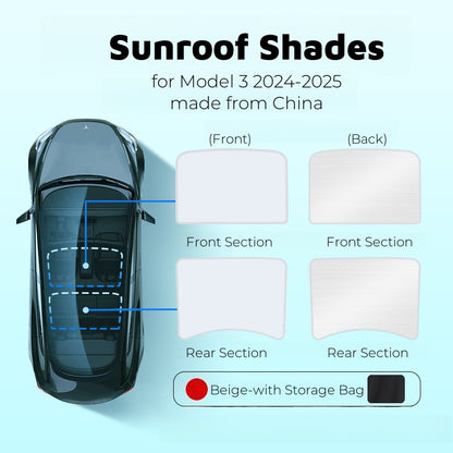Sunroof sunshade for Model 3 2024 Highland offering UV and heat protection to prevent fading and interior sun damage