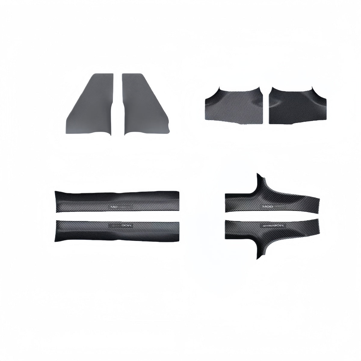 Carbon fiber style door sill protector designed for 2024-2025 Model 3 Highland to prevent scratches and wear