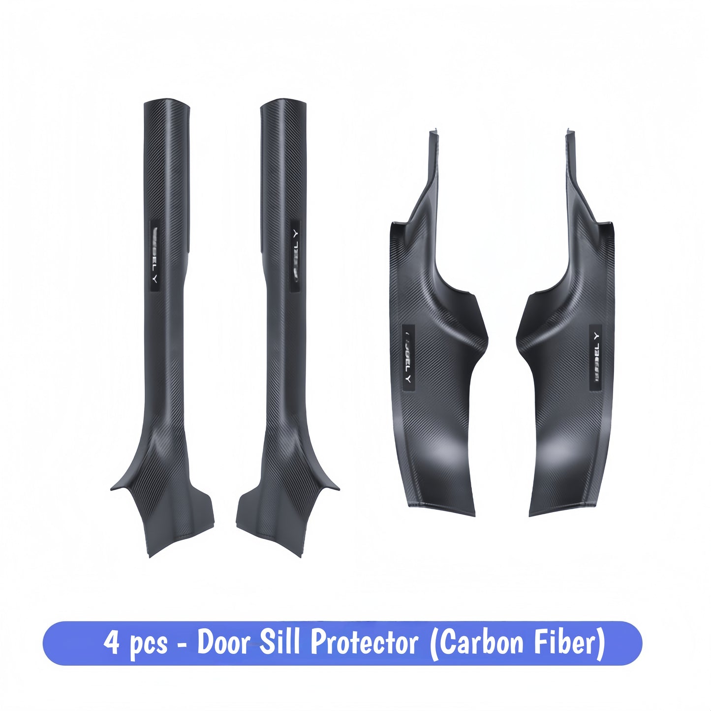 Interior door step protector for Model Y 2025+ featuring carbon fiber style for sporty EV interior upgrades