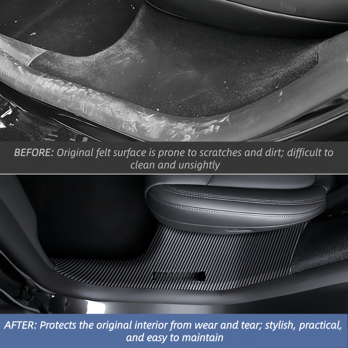 ABS door sill guard with carbon fiber texture for Model Y to protect door thresholds from everyday wear