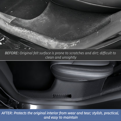 ABS door sill guard with carbon fiber texture for Model Y to protect door thresholds from everyday wear