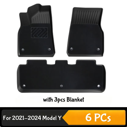 Full coverage Tesla Model Y floor mats helping maintain interior condition and resale value protection