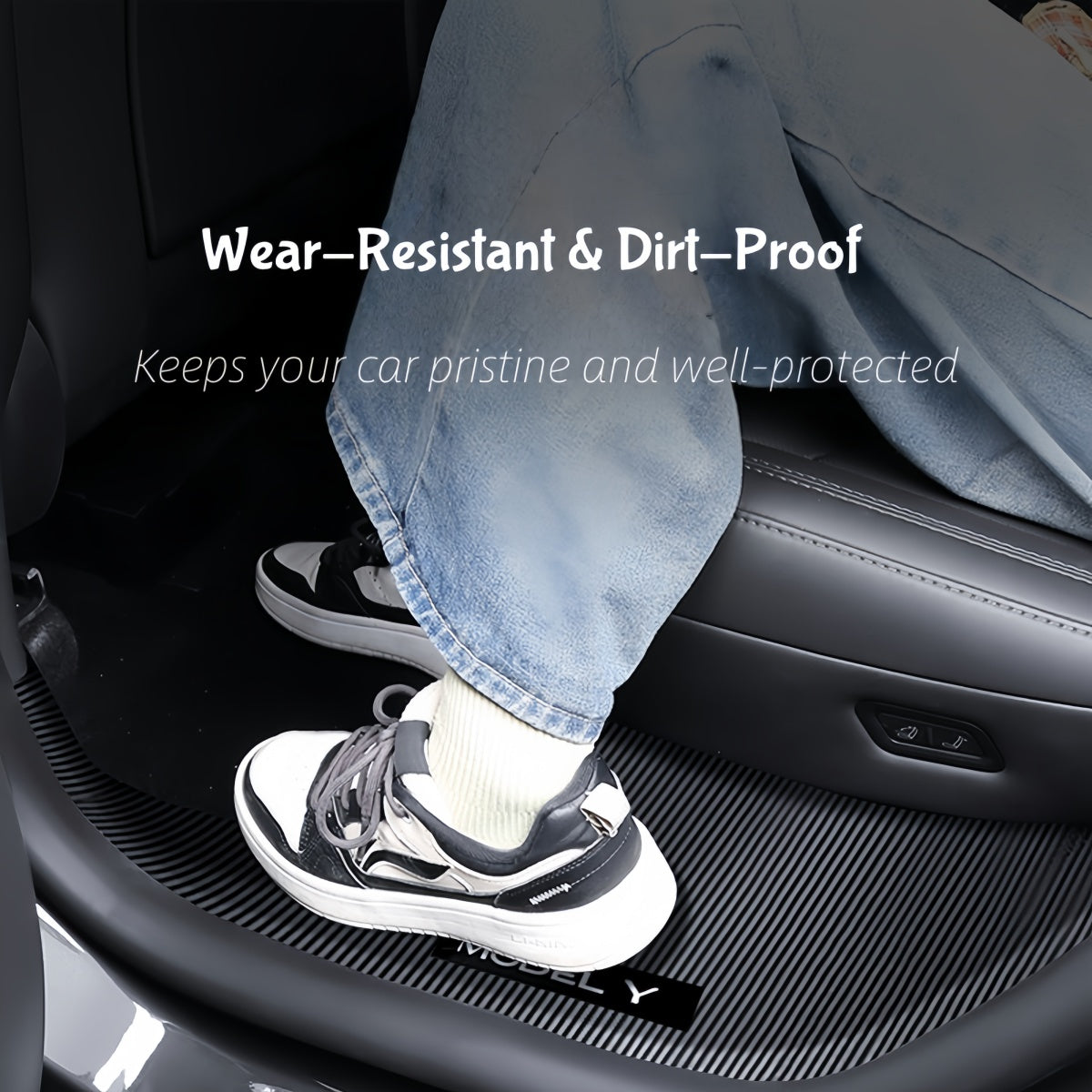 Easy install door sill cover for Model Y Juniper 5-seat model to upgrade interior protection and style