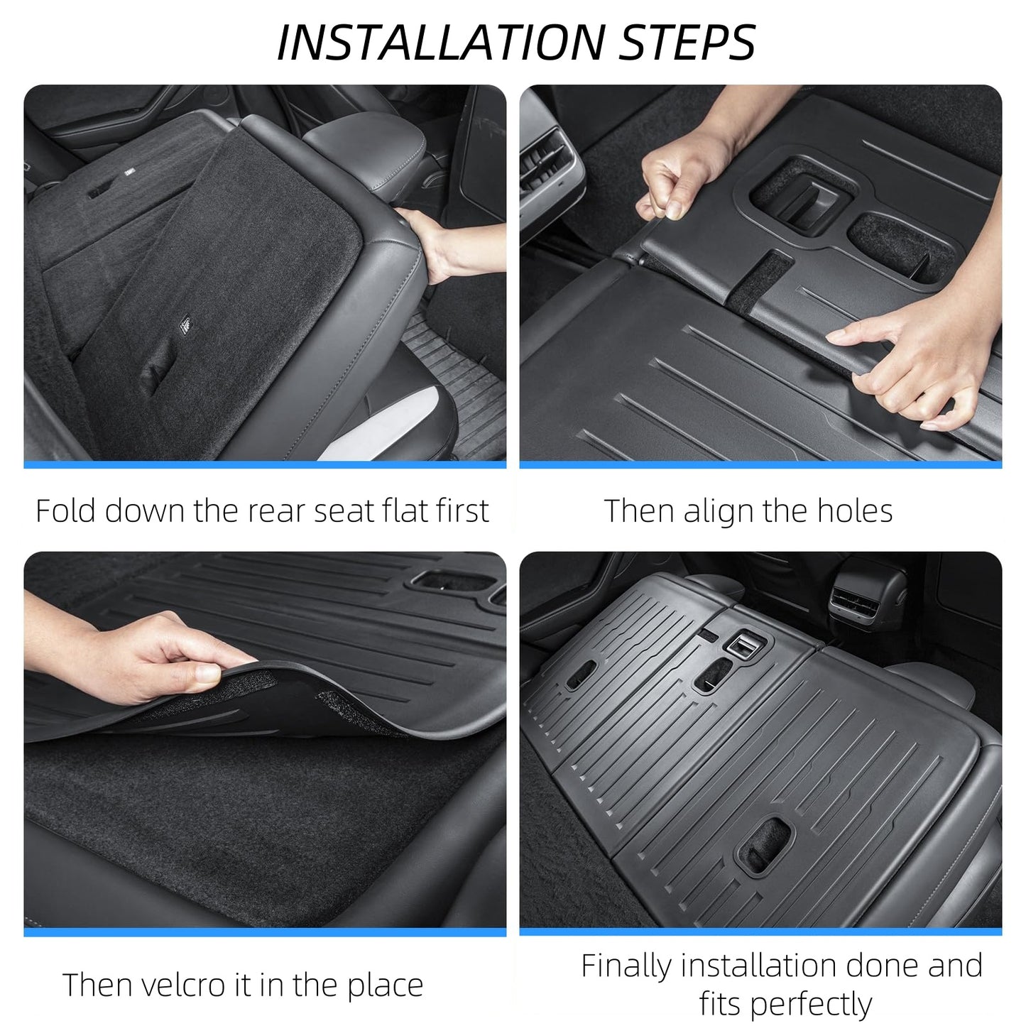 TPE interior backrest protector for the Model Y Juniper, featuring a non-slip texture that keeps the mat securely in place