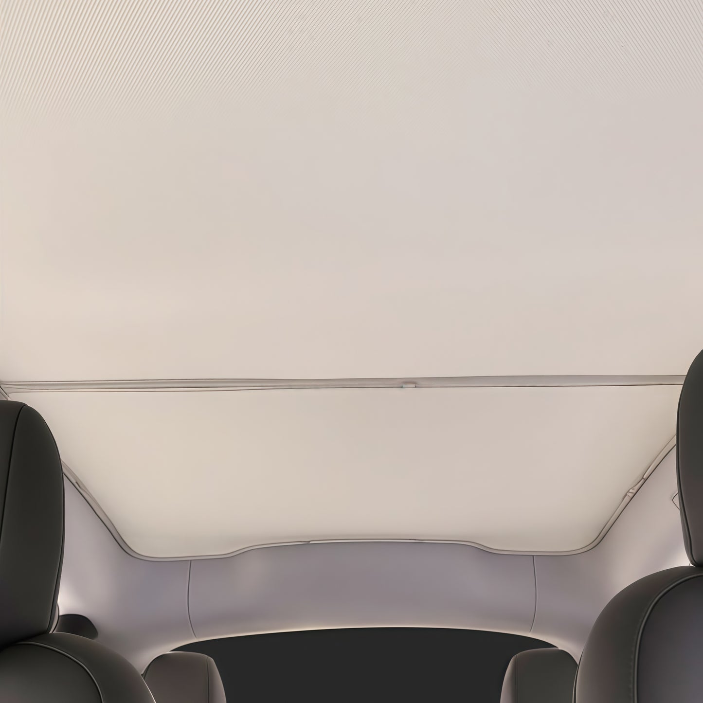 Panoramic roof sunshade installed in Tesla Model Y to block sunlight, reduce glare, and improve interior cooling comfort