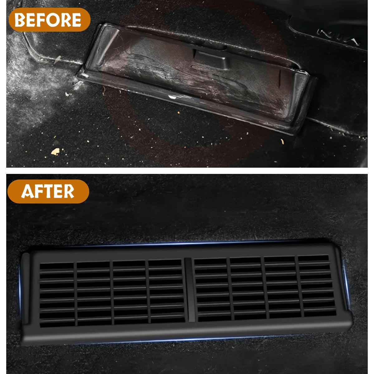 Rear air vent grille for Model Y maintains original airflow performance without blocking rear air conditioning output