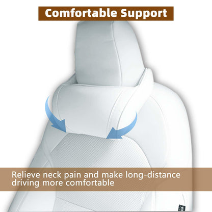 Pair of memory foam car neck pillows providing balanced support for driver and passenger with soft leather finish