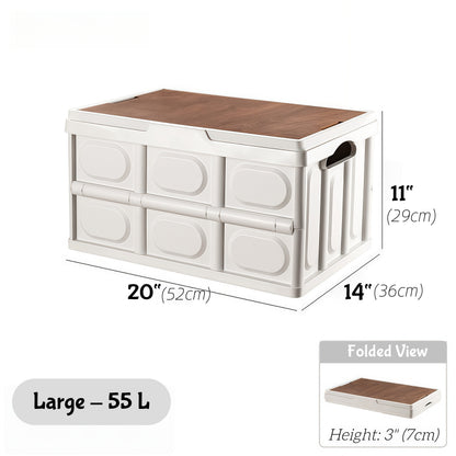 Portable car storage box with multi-purpose uses for trunk, home organization, and outdoor adventures