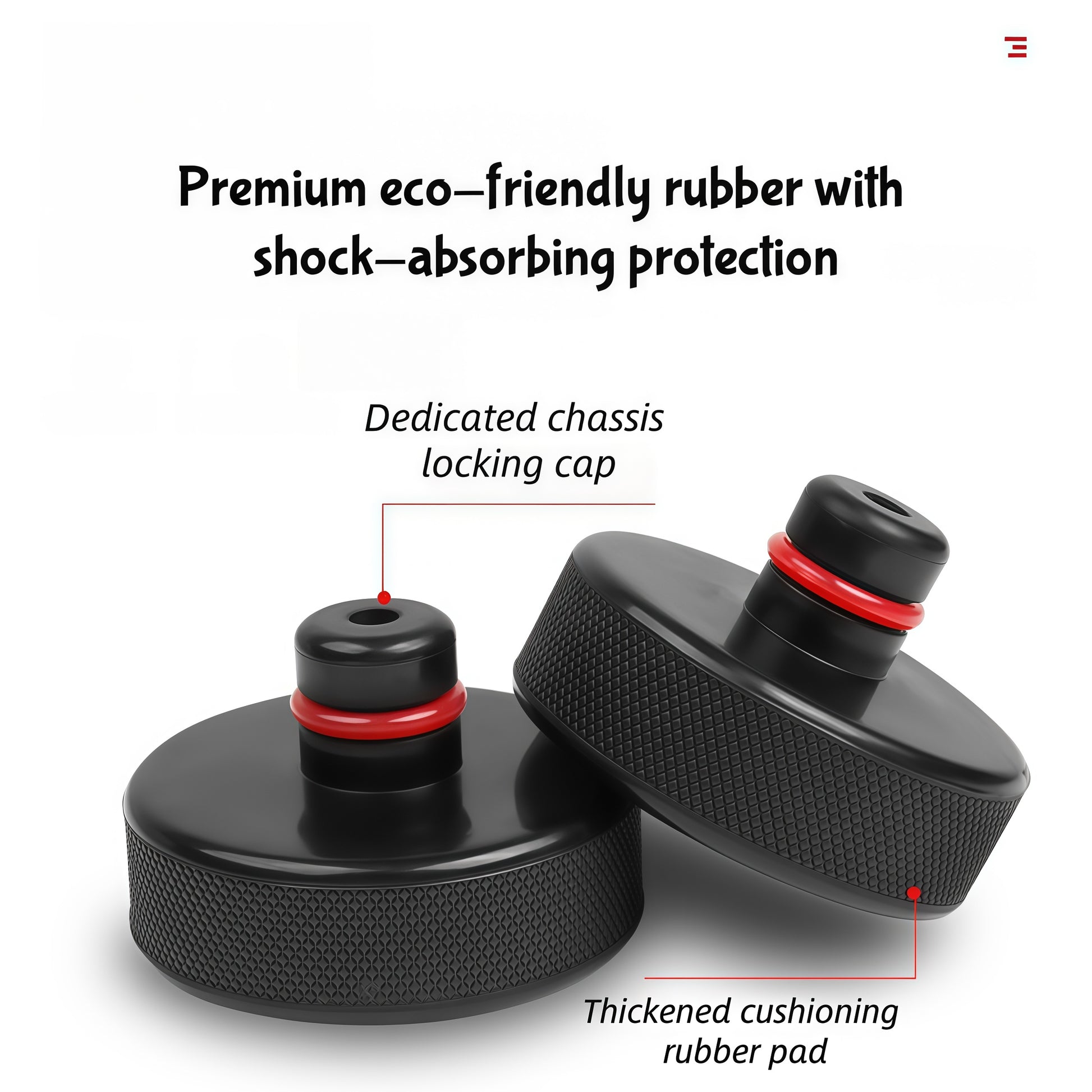 Premium rubber Tesla jack pad set for Model 3, Model Y, Model S, and Model X DIY tire rotation and brake service