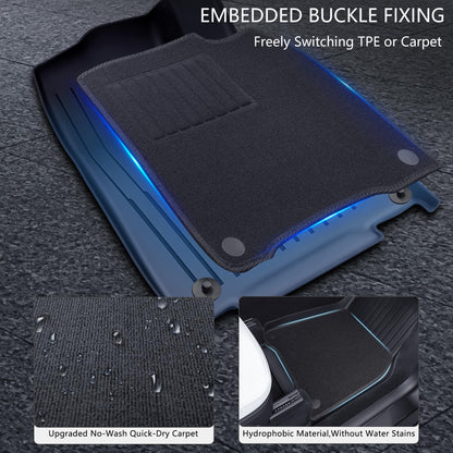 Premium TPE floor mats for Tesla Model Y made from eco-friendly, odorless material safe for pets and families