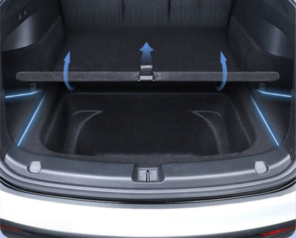 Premium trunk organizer bins designed for the 2024-2025 Model 3 Highland to keep emergency tools, cleaning kits, and accessories neatly stored
