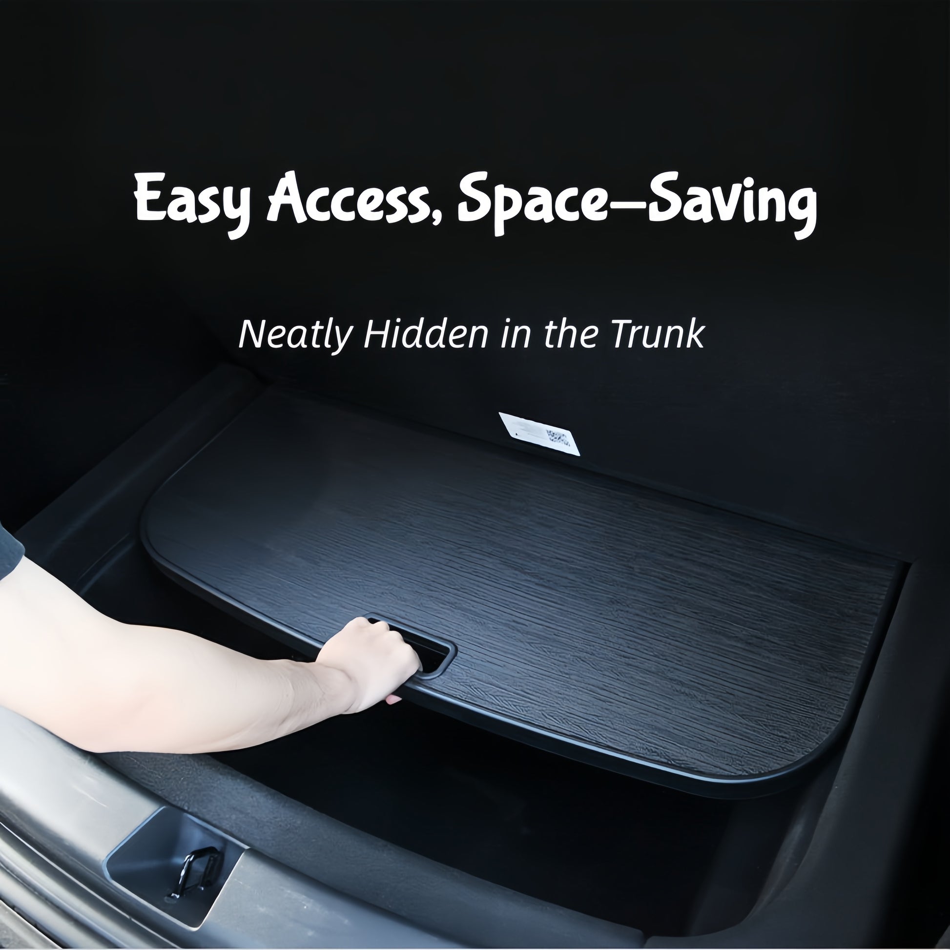 Quick installation foldable camping table and chairs for Tesla Model Y, perfect for road trips, overlanding, and outdoor setups