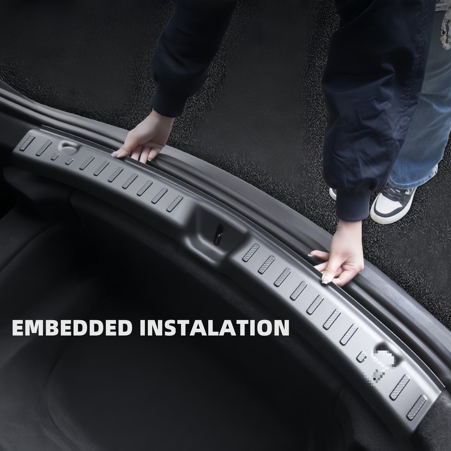 Rear trunk protector for Tesla Model Y 2025 with self-healing TPE material, prevents scuffs and abrasions