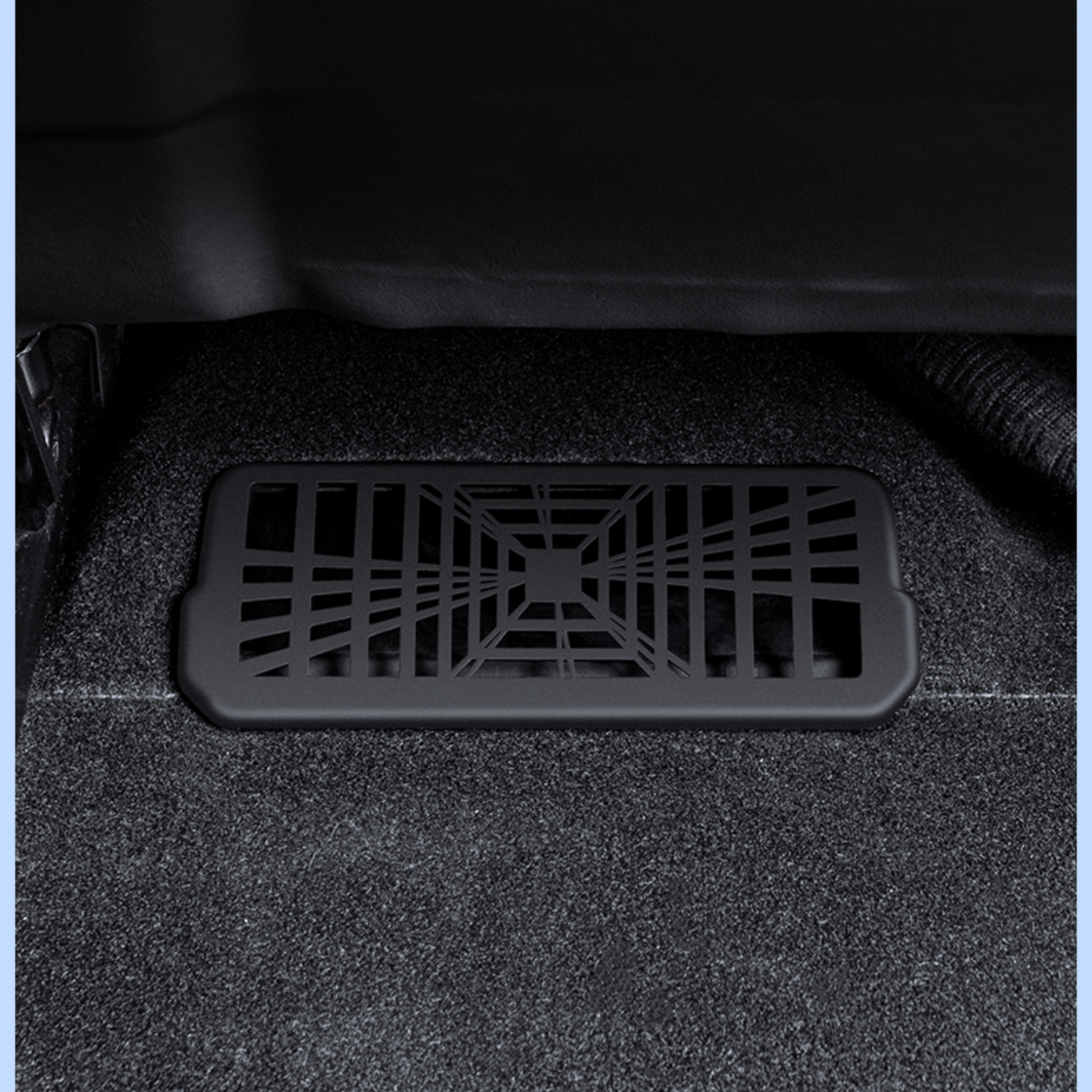 Rear underseat air vent protector set includes two ABS covers designed specifically for Model 3 Highland interiors